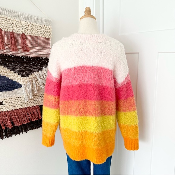 Anthropologie Simone Striped Wool Blend Fuzzy Knit Pullover Sweater Size S - Picture 5 of 9